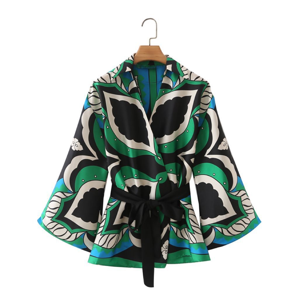 Women's Graceful Bowknot Decoration Printed Shirt Blouses
