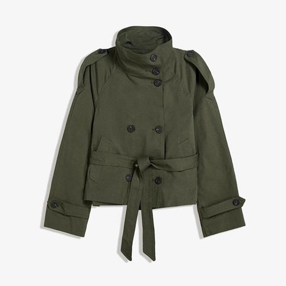 Women's Temperament Commute Stand Collar Double Breasted Coats