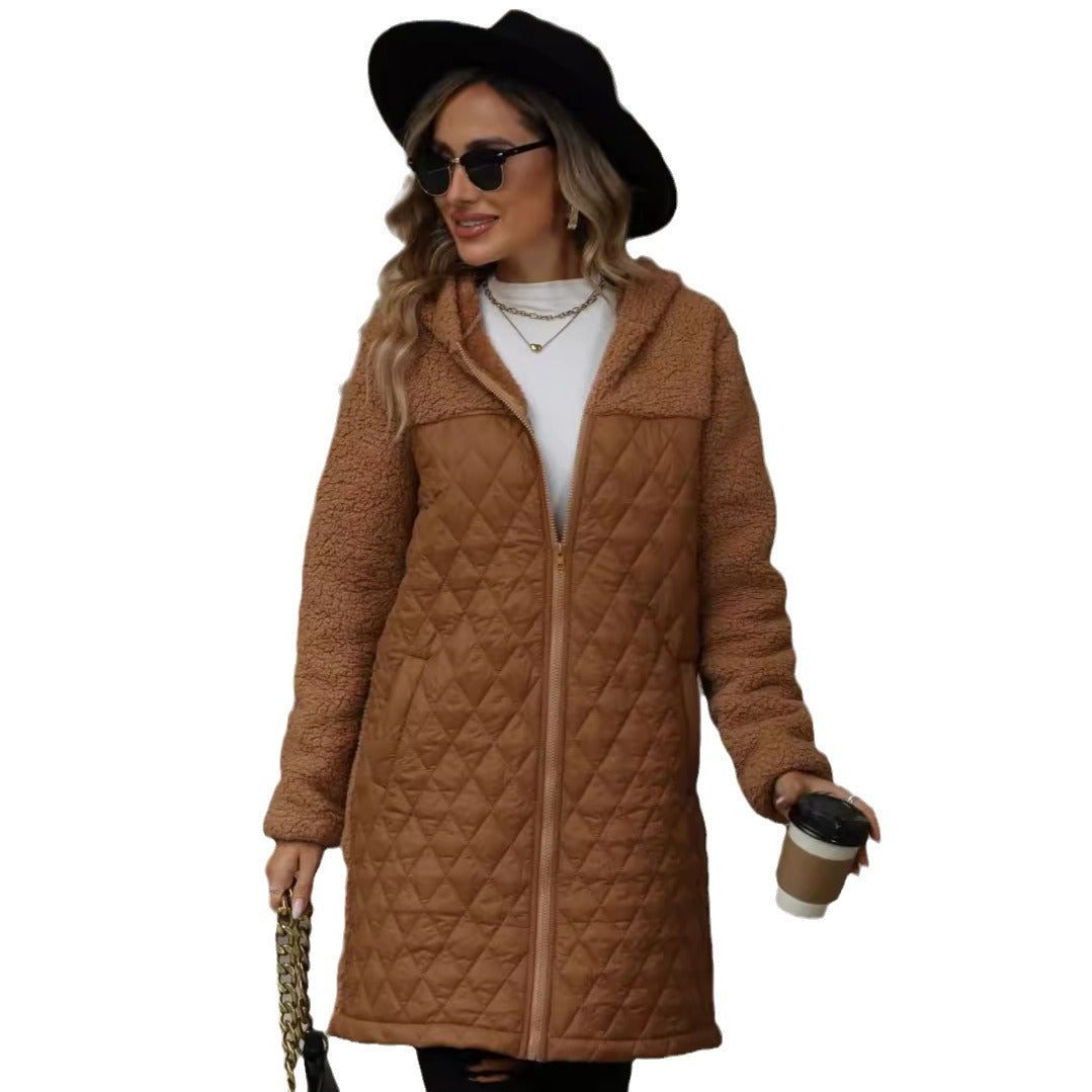 Women's Unique Loose Hooded Zipper Plush Coats