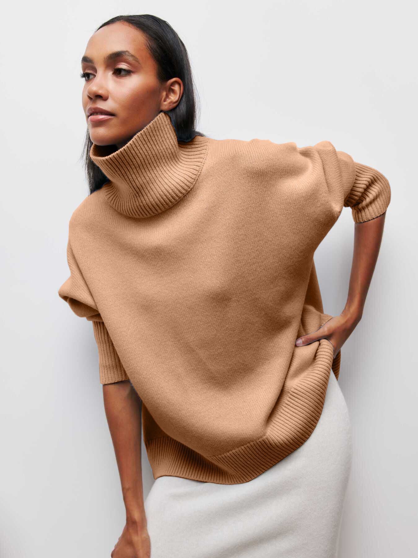Casual Women's Loose Mock Neck Russian Sweater