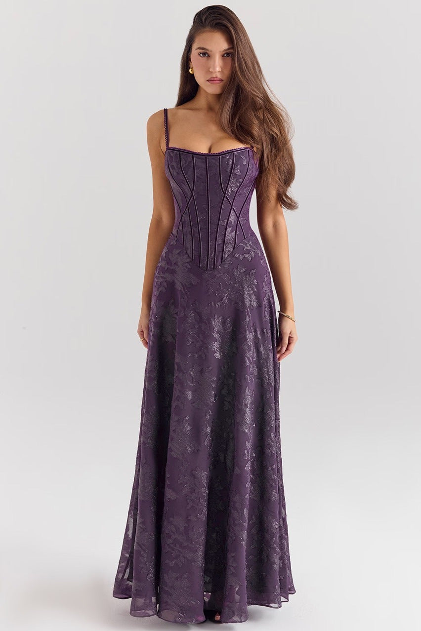 Women's Sling Tulle Formal Dress Flower Lace Dresses