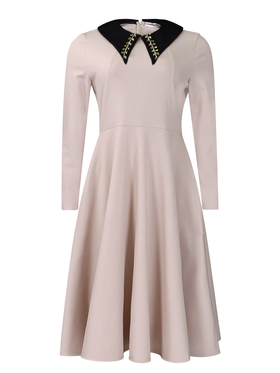 Women's Long Sleeve Turn-down Collar Elegant Slimming Large Dresses