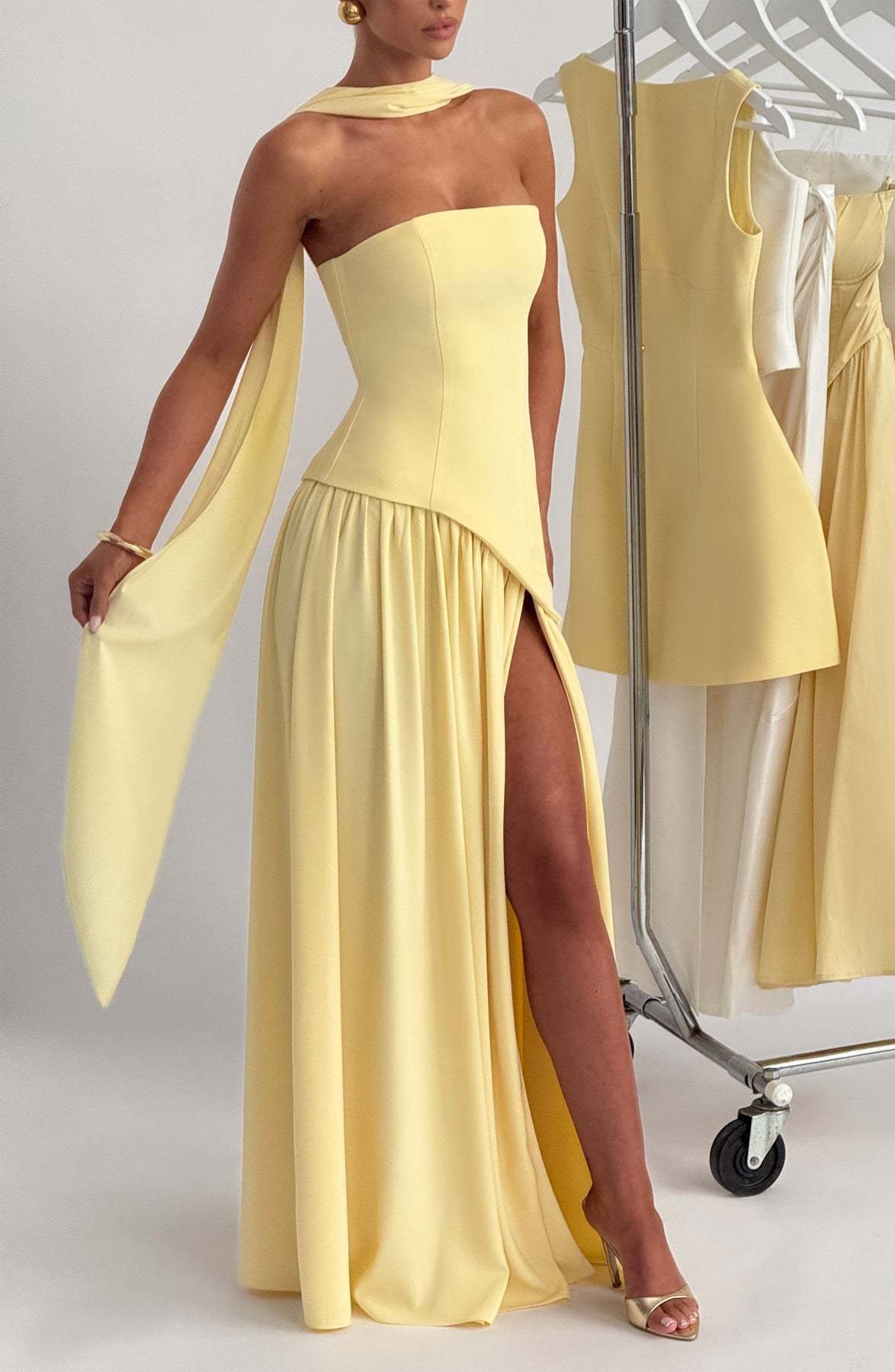 Women's Color Split Dress Fashion Sexy Backless High Dresses