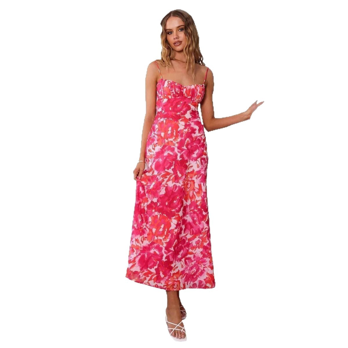 Thin Strap Beauty Back Adult Lady Like Woman French Style Dress