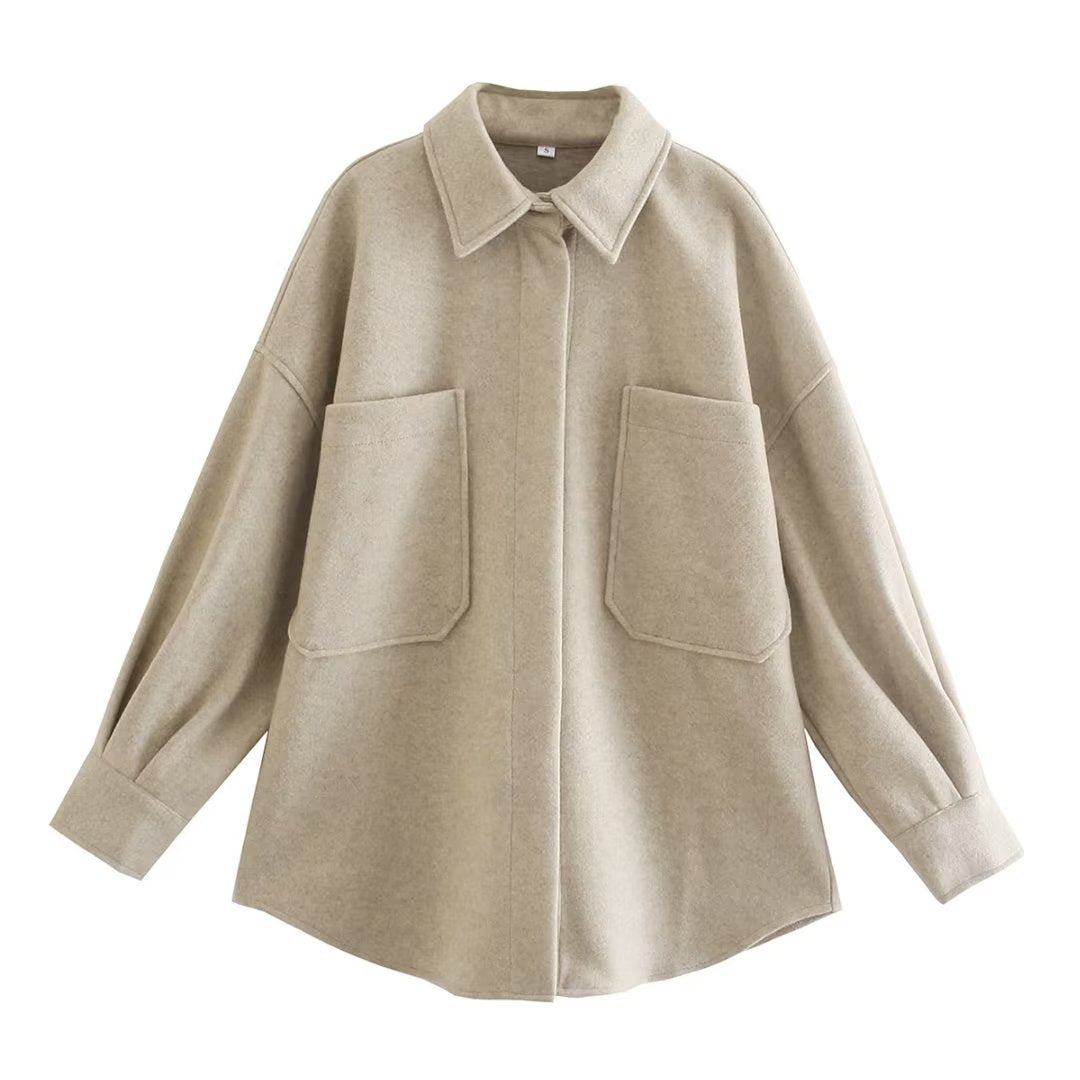 Gothic Autumn Woolen Shirt Dark Green Coats