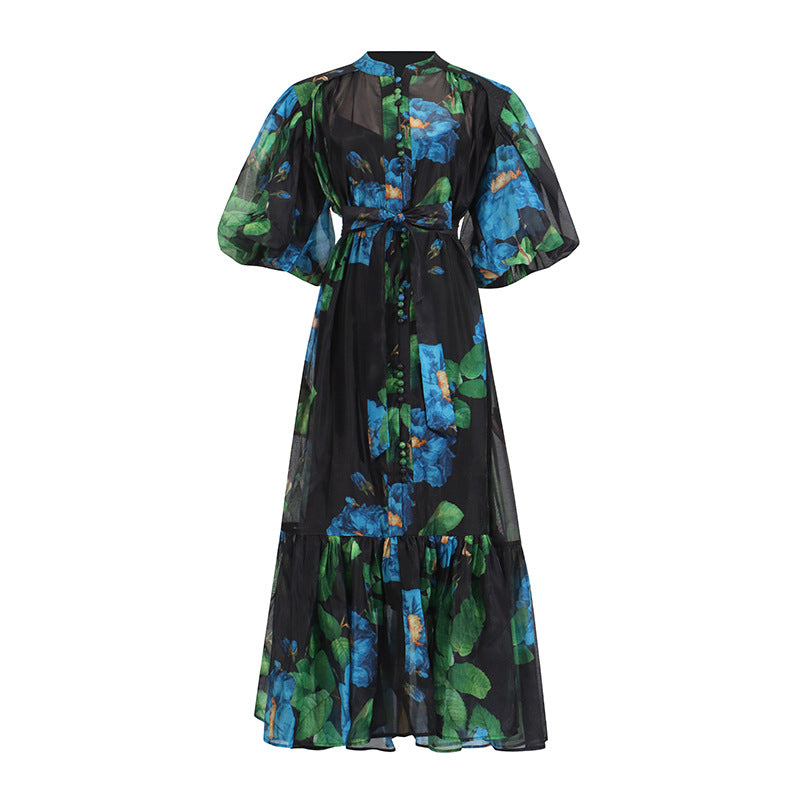Women's Long Summer Fashion Puff Sleeve Vintage Dresses