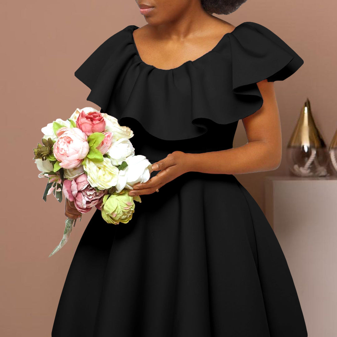 Fashionable Elegant Ruffled Banquet Party Formal Dress