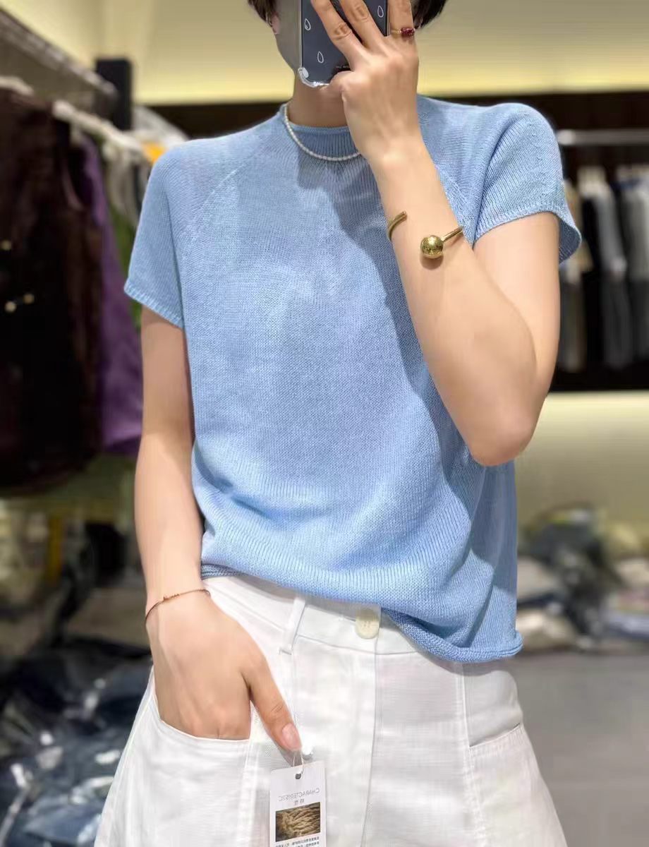 Women's Summer Paper Yarn Breathable Raglan Sleeve Women's Sweater