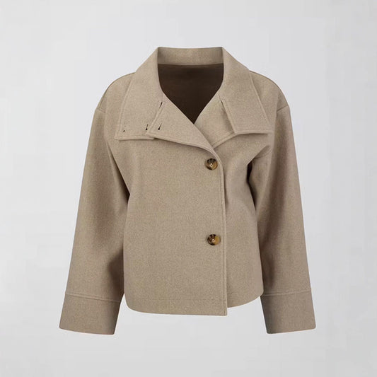 Women's Cool Stand Collar Breasted Woolen Coats