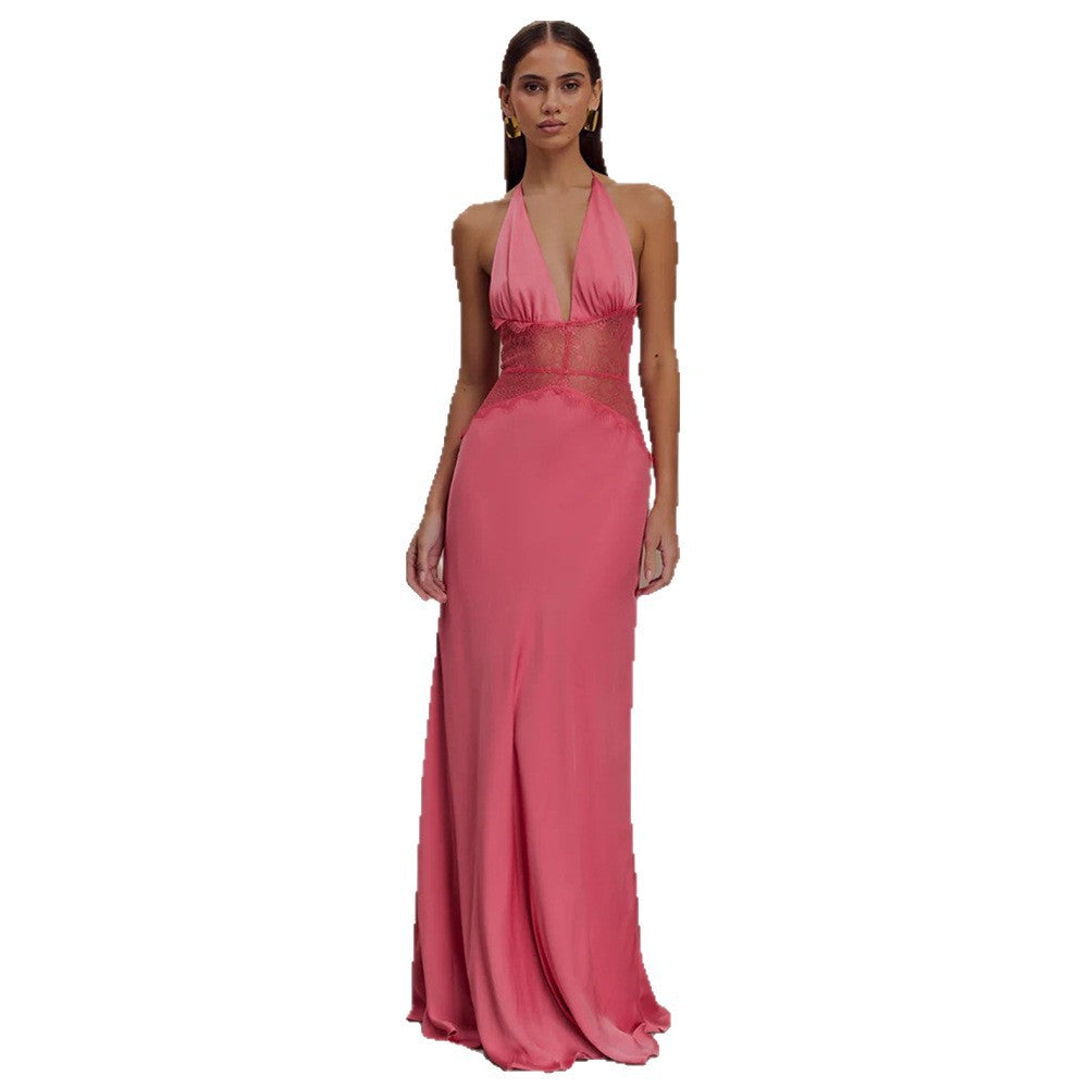 Women's Sexy Deep V Backless Lace Sheath Dress