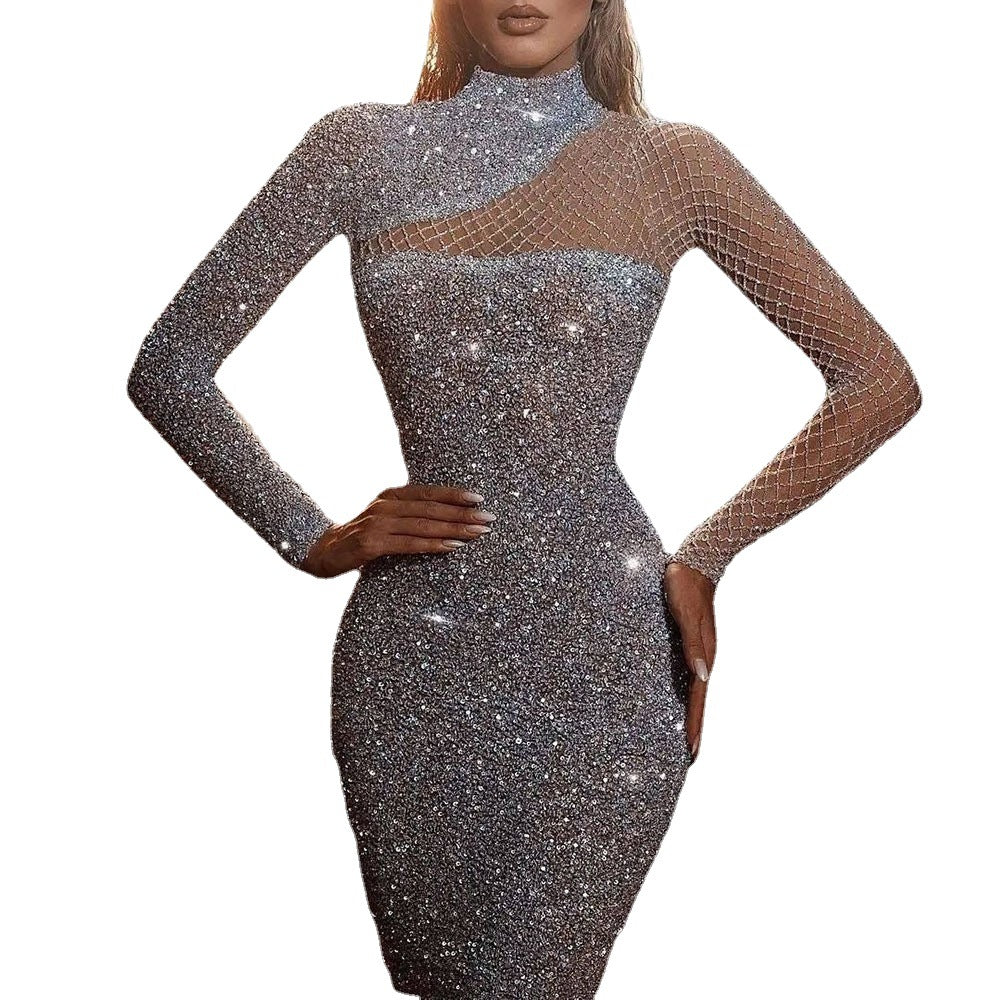 Hollow Out Dress Round Neck Slim Dresses
