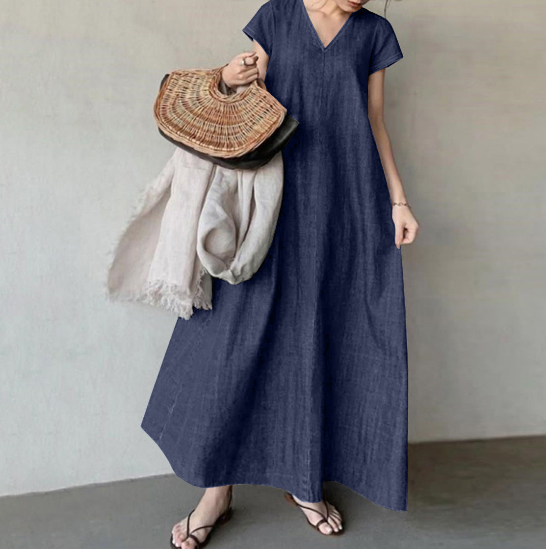 Denim Solid Color Temperament Commute Bohemian Loose Jumpsuits