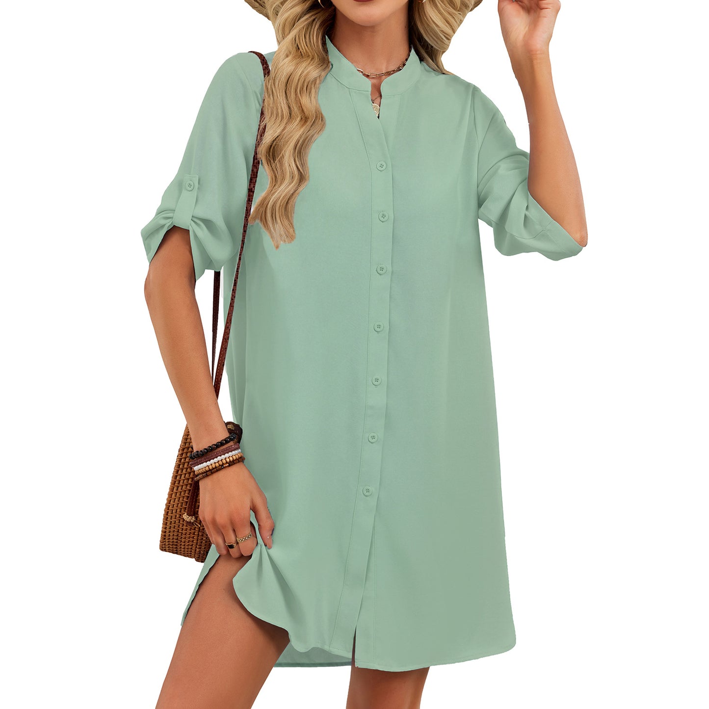 Versatile Beautiful Fashion Women's Shirt Button Dress