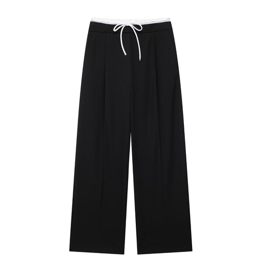 Women's Spring Waist Elastic Drawstring Design Loose Slimming Pants