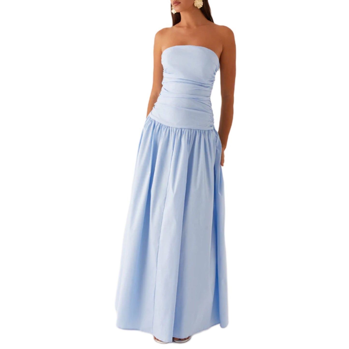 Women's Summer Elegance Retro High-grade Printed Tube Pleated Dress