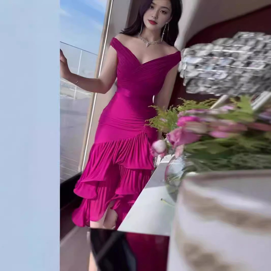 Women's Summer Sweet Style Solid Color Slim Dresses