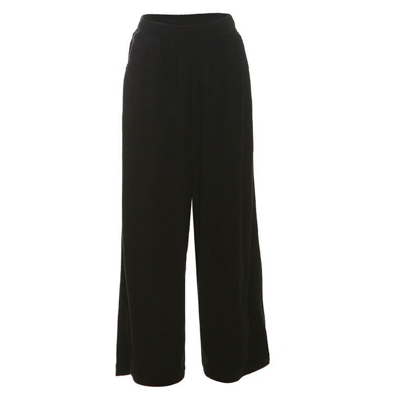 Women's Fashion Street Shooting High Waist Loose Straight Pants