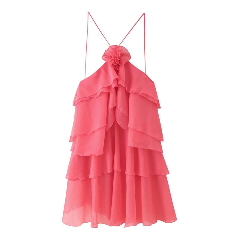 Women's Three-color Laminated Flower Decorative Dress Dresses
