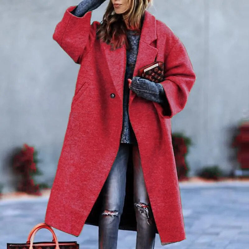 Women's Casual Long Pure Color Warm Keeping Coats