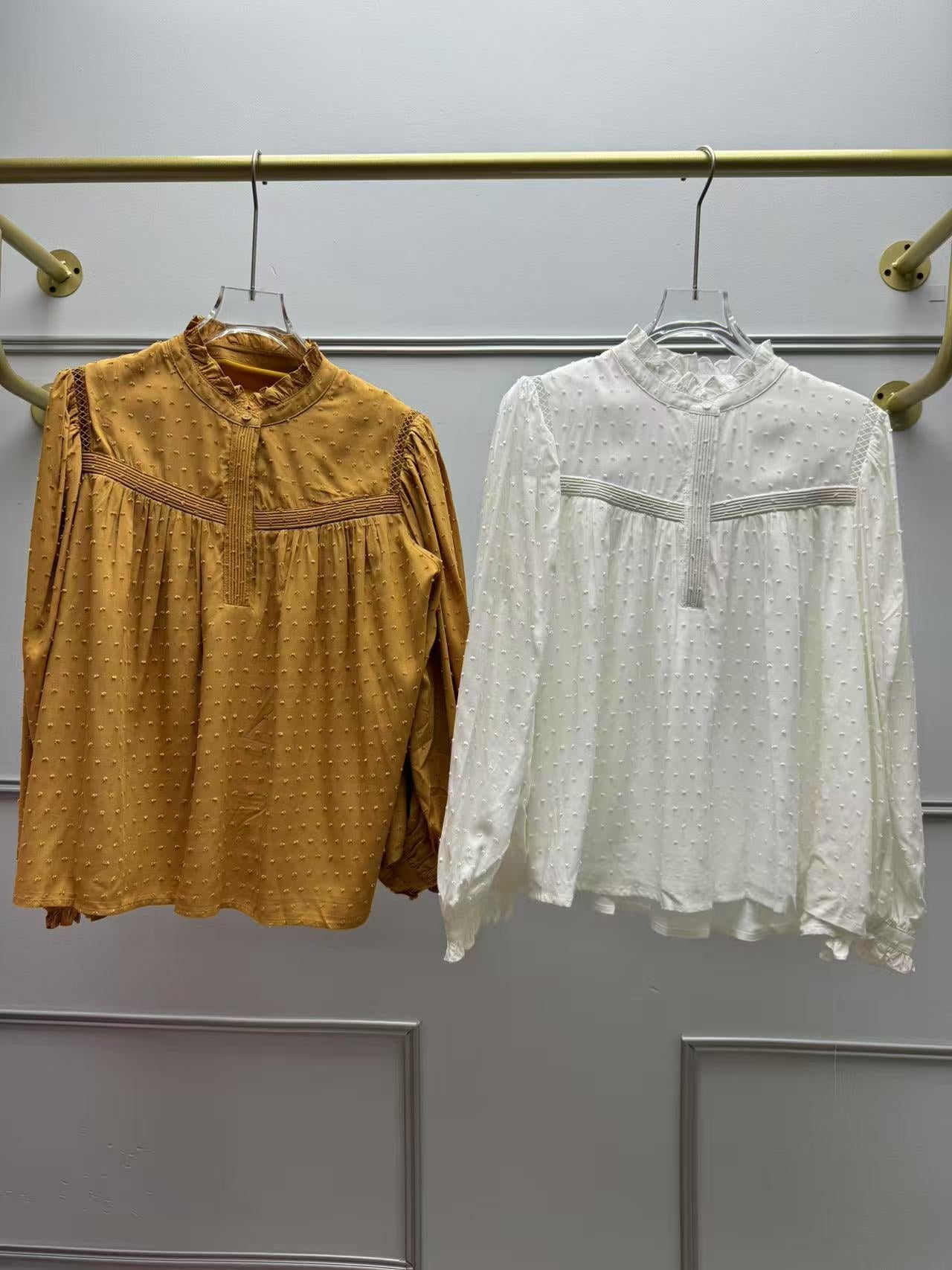 Polka Dot Jacquard Soft Glutinous Lace Blouses