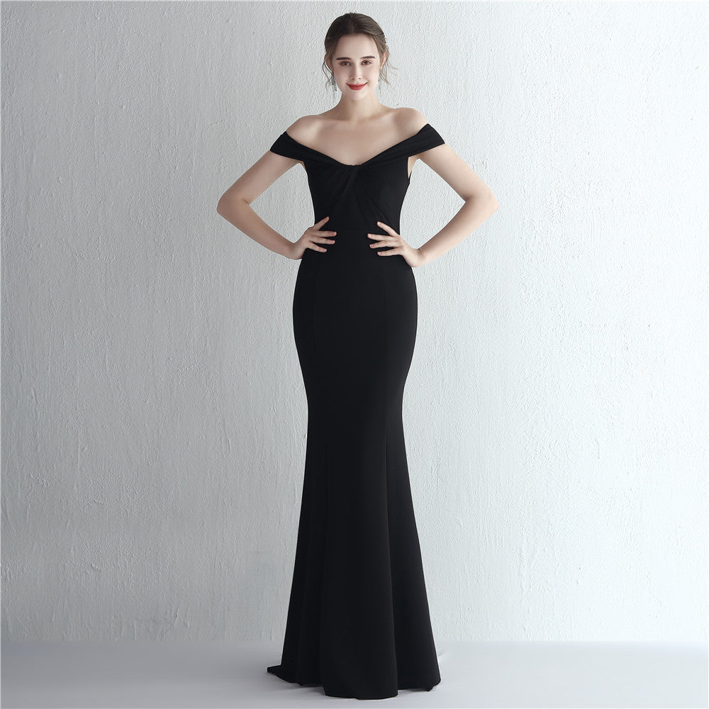 Satin Long Dinner Party Slimming Fishtail Car Evening Dresses