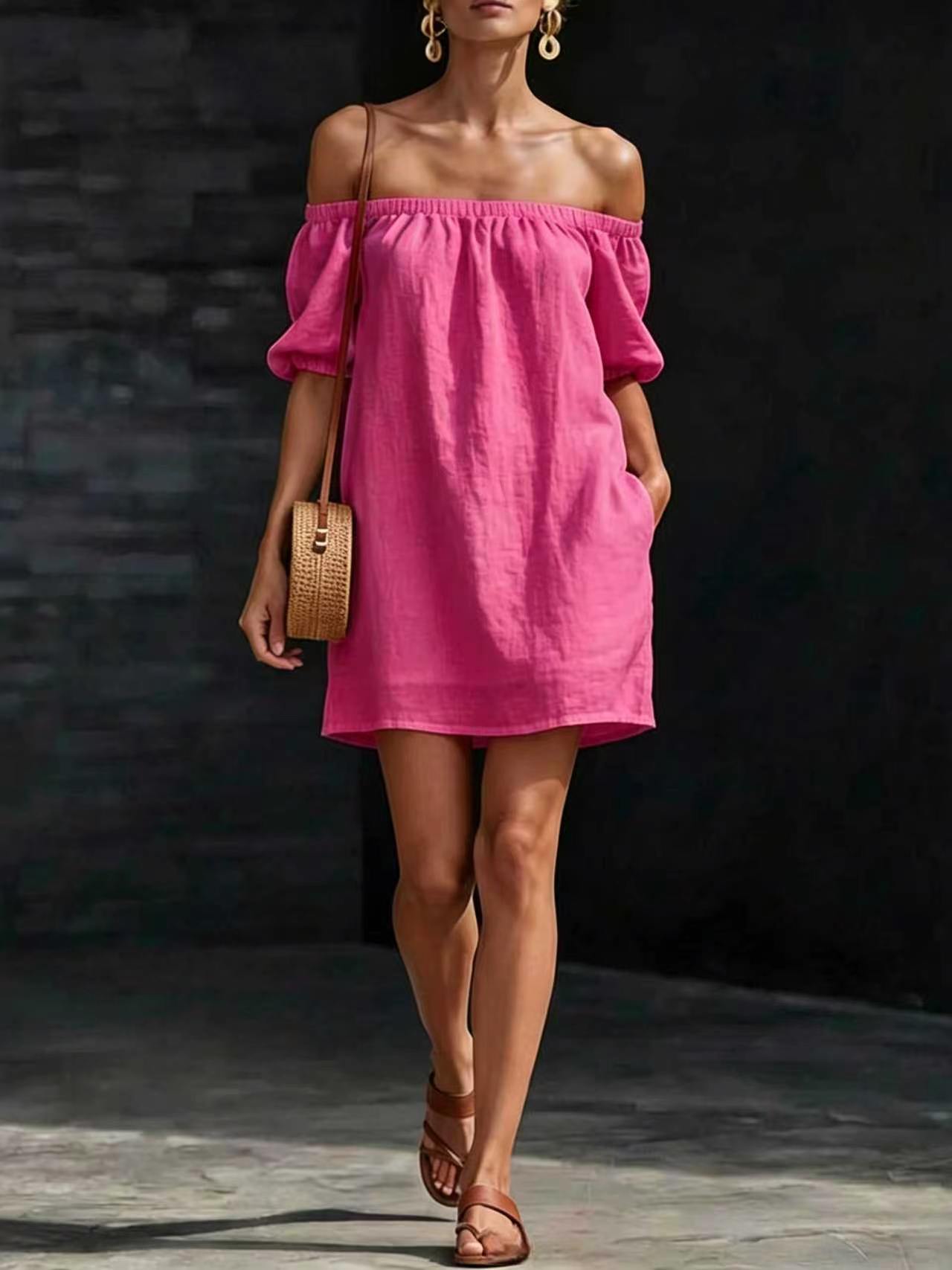 Women's Summer Cotton Linen Fashion Loose Temperament Solid Dress