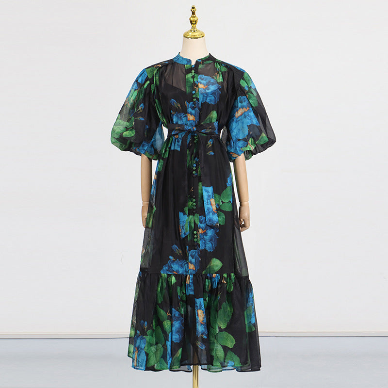 Women's Long Summer Fashion Puff Sleeve Vintage Dresses