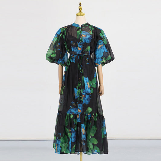 Women's Long Summer Fashion Puff Sleeve Vintage Dresses