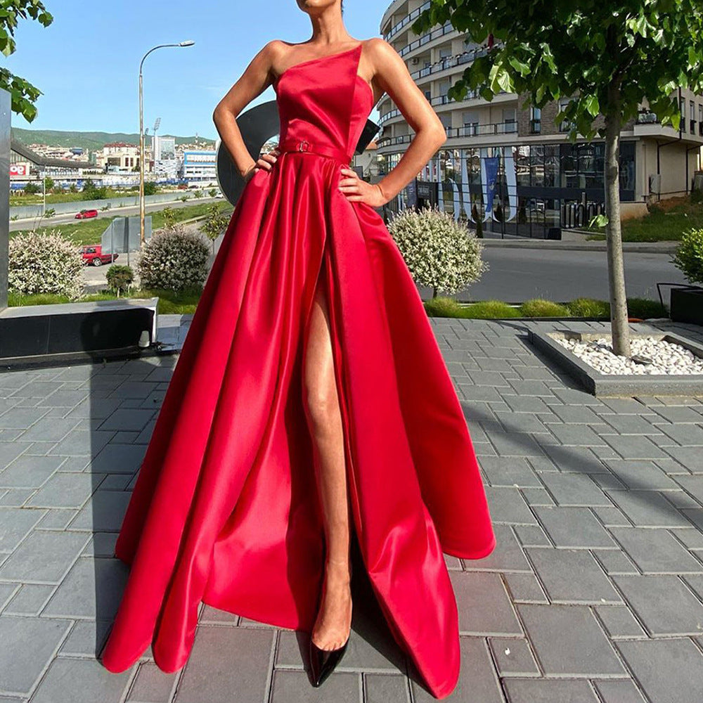 Women's Shoulder Tube Sexy Split Expansion Dress Dresses