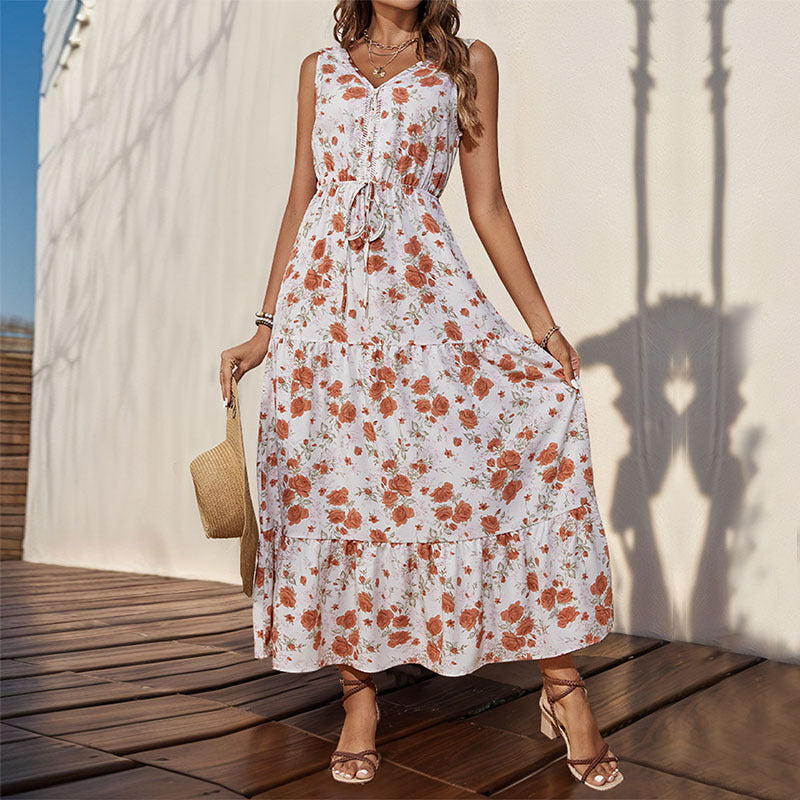 Women's Long Dress Summer Printed Sleeveless Dresses