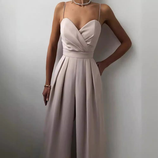 Comfortable Suspender Waist Straight Mop Minimalist Jumpsuits