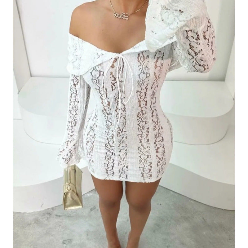 Women's Fashion Elegant Sexy Tube Lace Dress Tops