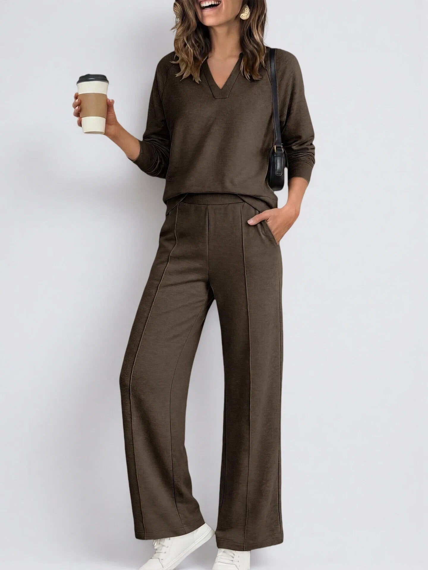 Women's Sportswear Solid Color Long-sleeved Trousers Fashion Casual Suit