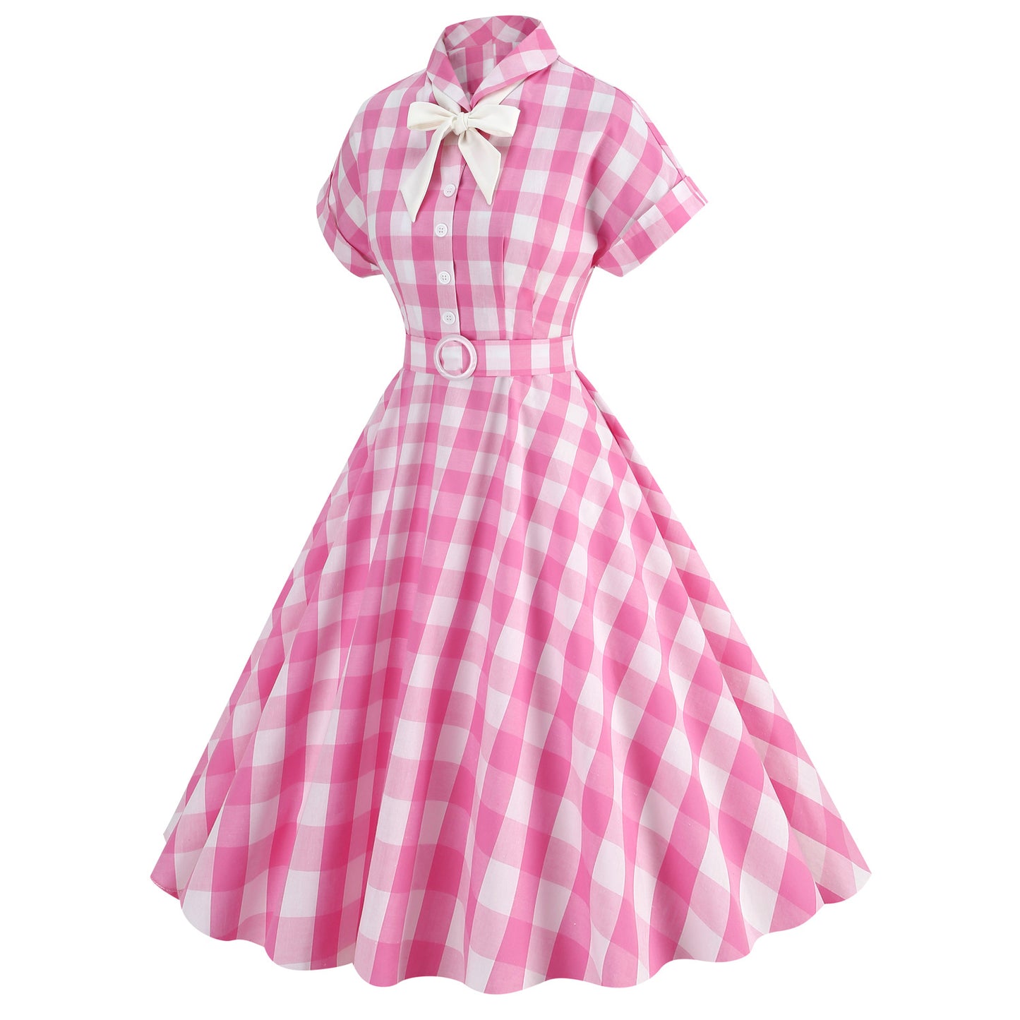 Barbie Pink Death Plaid Bow Tie Dresses