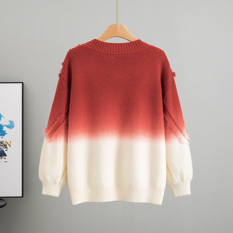 Women's Gradient Idle Style Loose Knitted Tide Women's Sweater