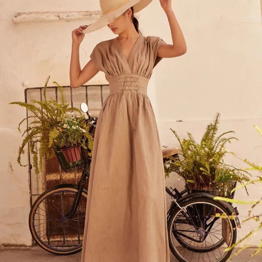 Women's Long Dress Retro Spaghetti Straps Elegant Fashion Dresses