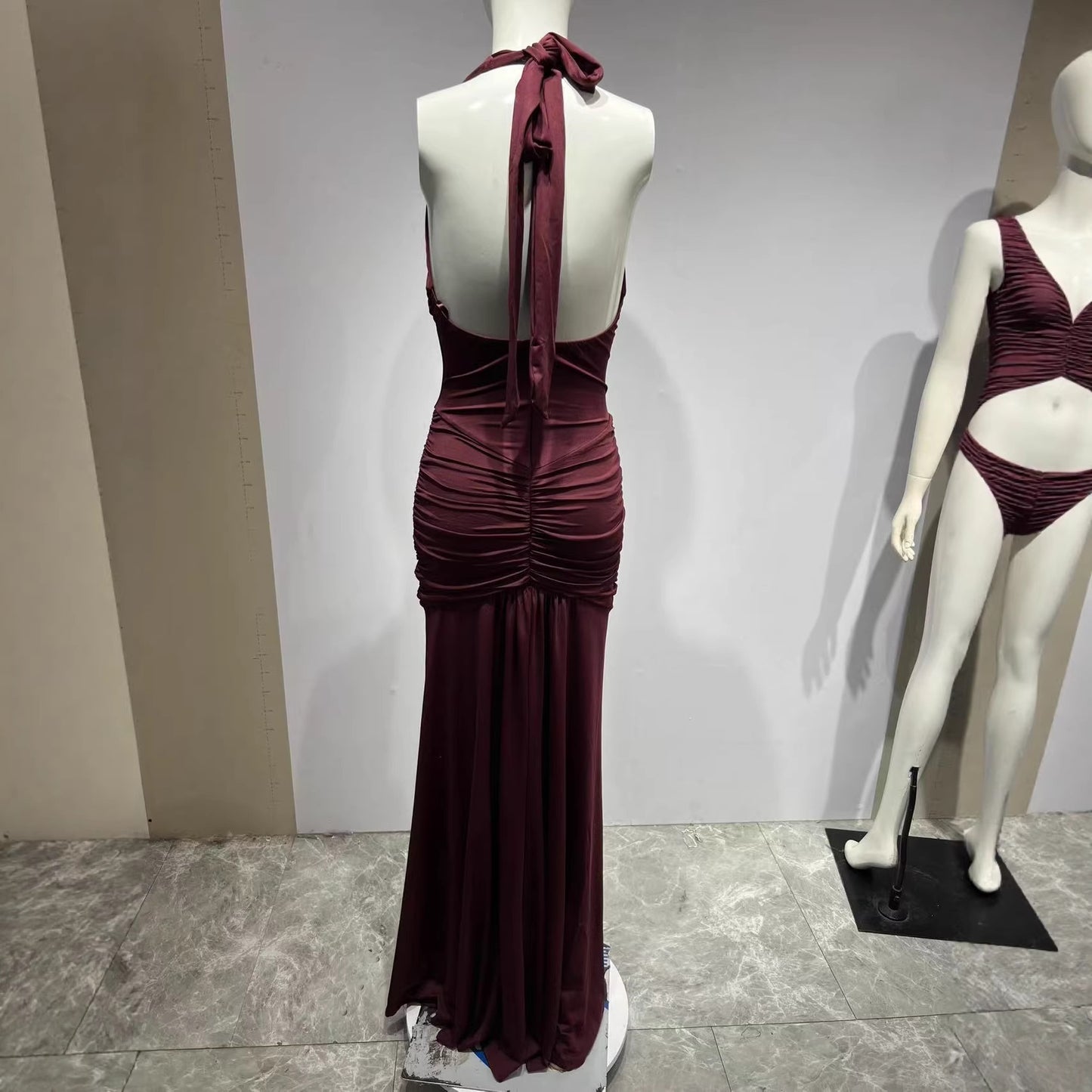Women's Elegant Vacation Style Backless Halter Sheath American Dress