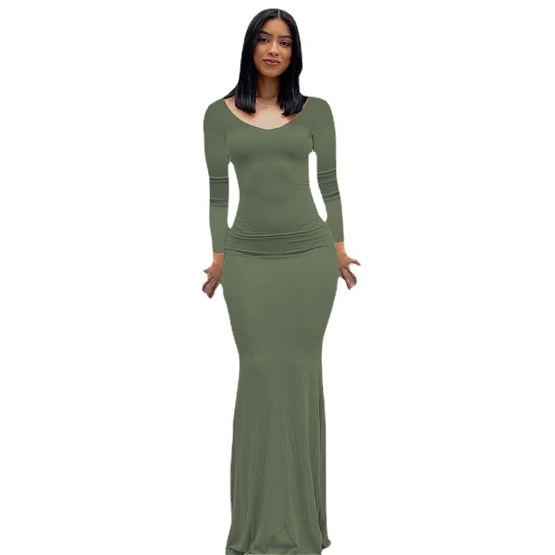 Classy Women's Long Casual Long-sleeved Home Dress