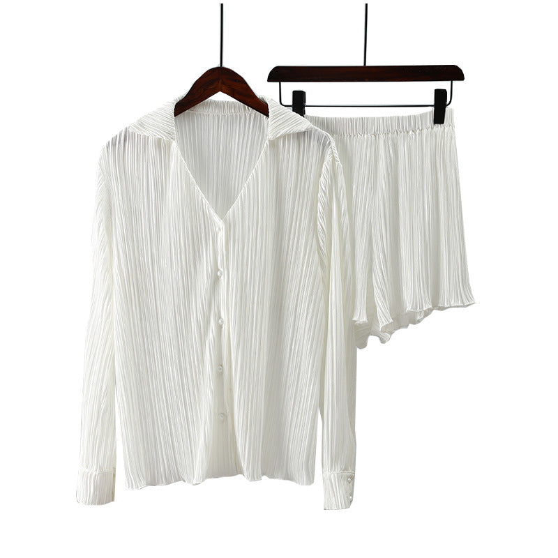 Comfortable Innovative Pleated Long Sleeve Lapel Shorts