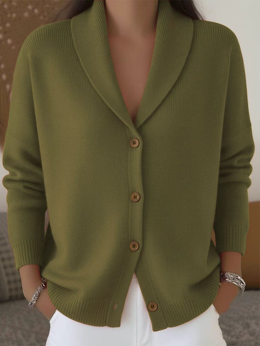 Women's Lazy Style Lapel Button Solid Color Long Cardigans