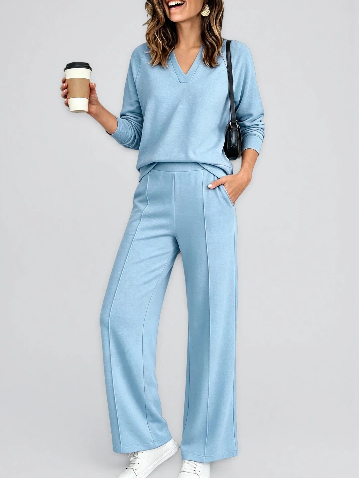 Women's Sportswear Solid Color Long-sleeved Trousers Fashion Casual Suit