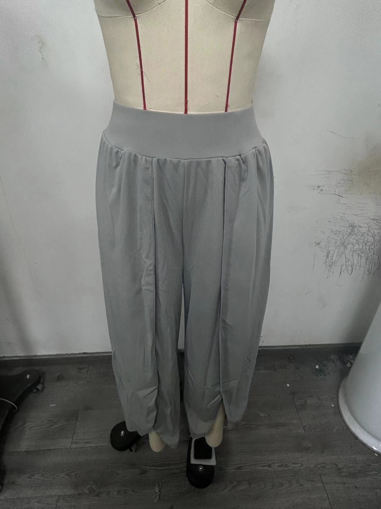 Slimming High Waist Slit Trousers Loose Pants