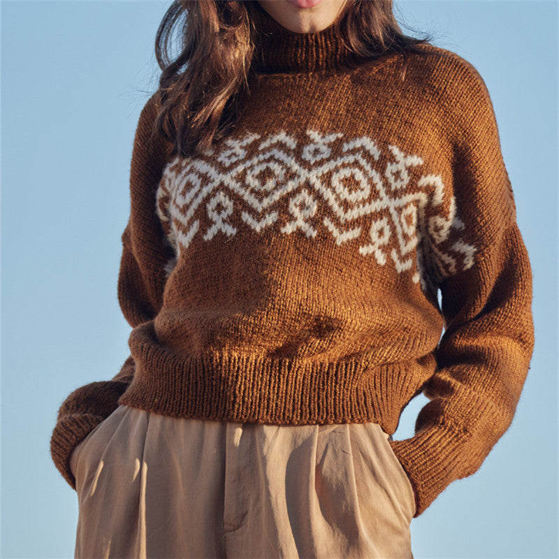 Women's Round Neck Multicolor Loose Fashion Pullover Sweater