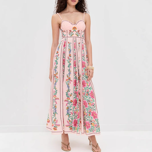 Strap Positioning Printed Dress Vacation Loose Dresses