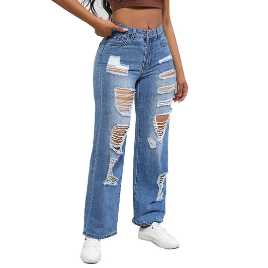 Women's Summer Hipster Loose Wide Leg Jeans