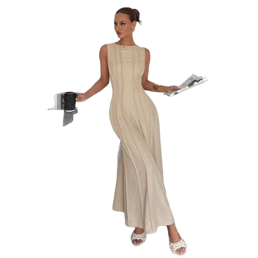Women's Pleated Elegant Sleeveless Temperament Commute Dress