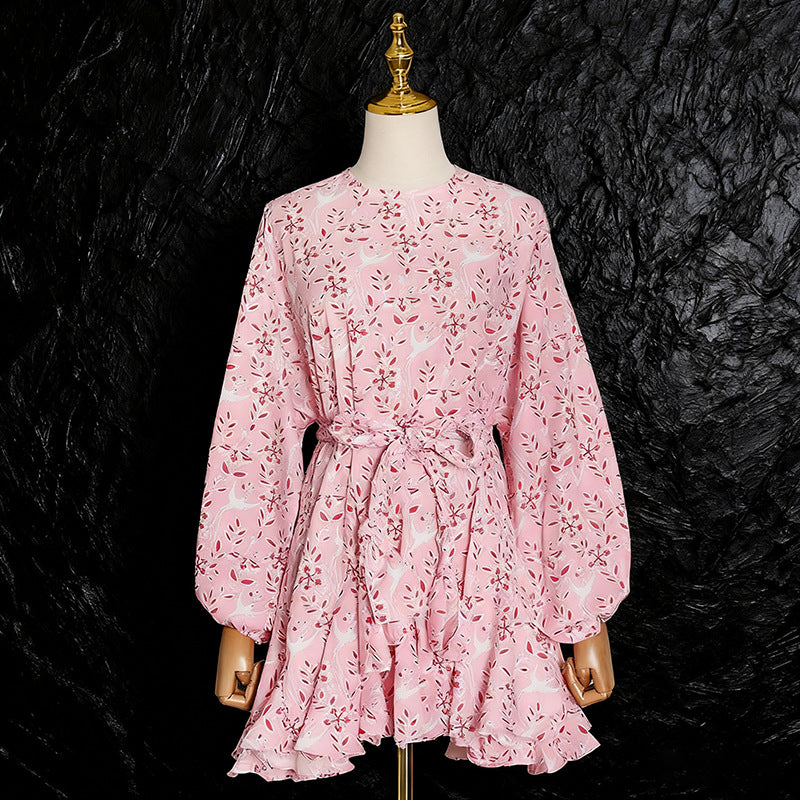 Women's Bohemian Retro Vacation Style Ruffled Waist Trimming Dresses