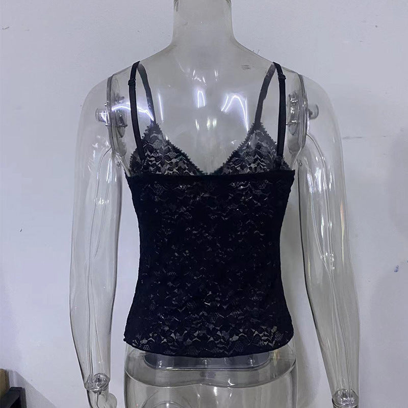 Women's Sexy Tight Bow Suspenders Bottoming Shirt Tops
