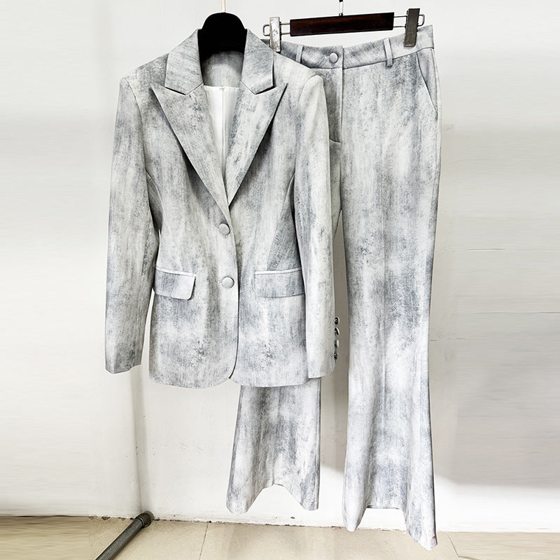Early Spring Printed Mid-length Trousers Two-piece Fashion Casual Suit