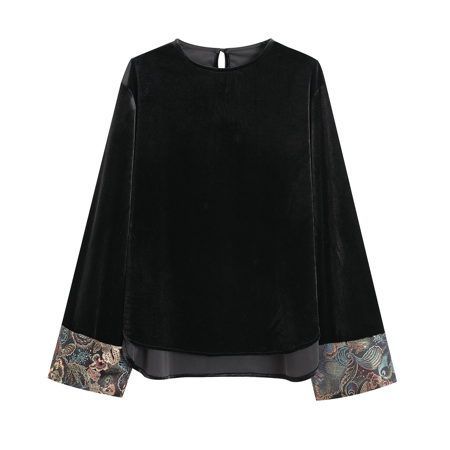 Women's Chinese Style Ethnic Round Neck Veet Blouses